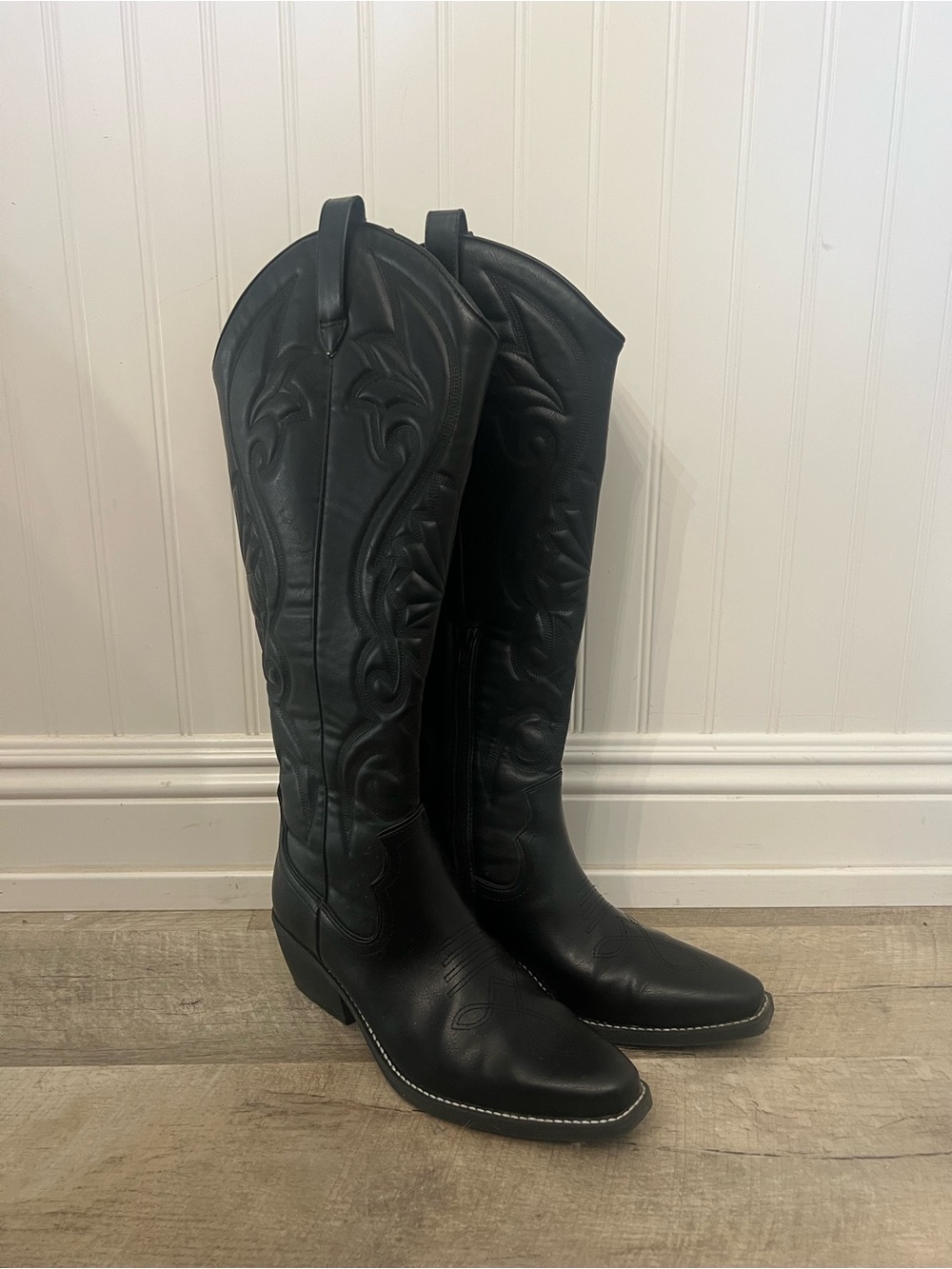 Target Black Western Embroidered Knee-High Heeled Boots